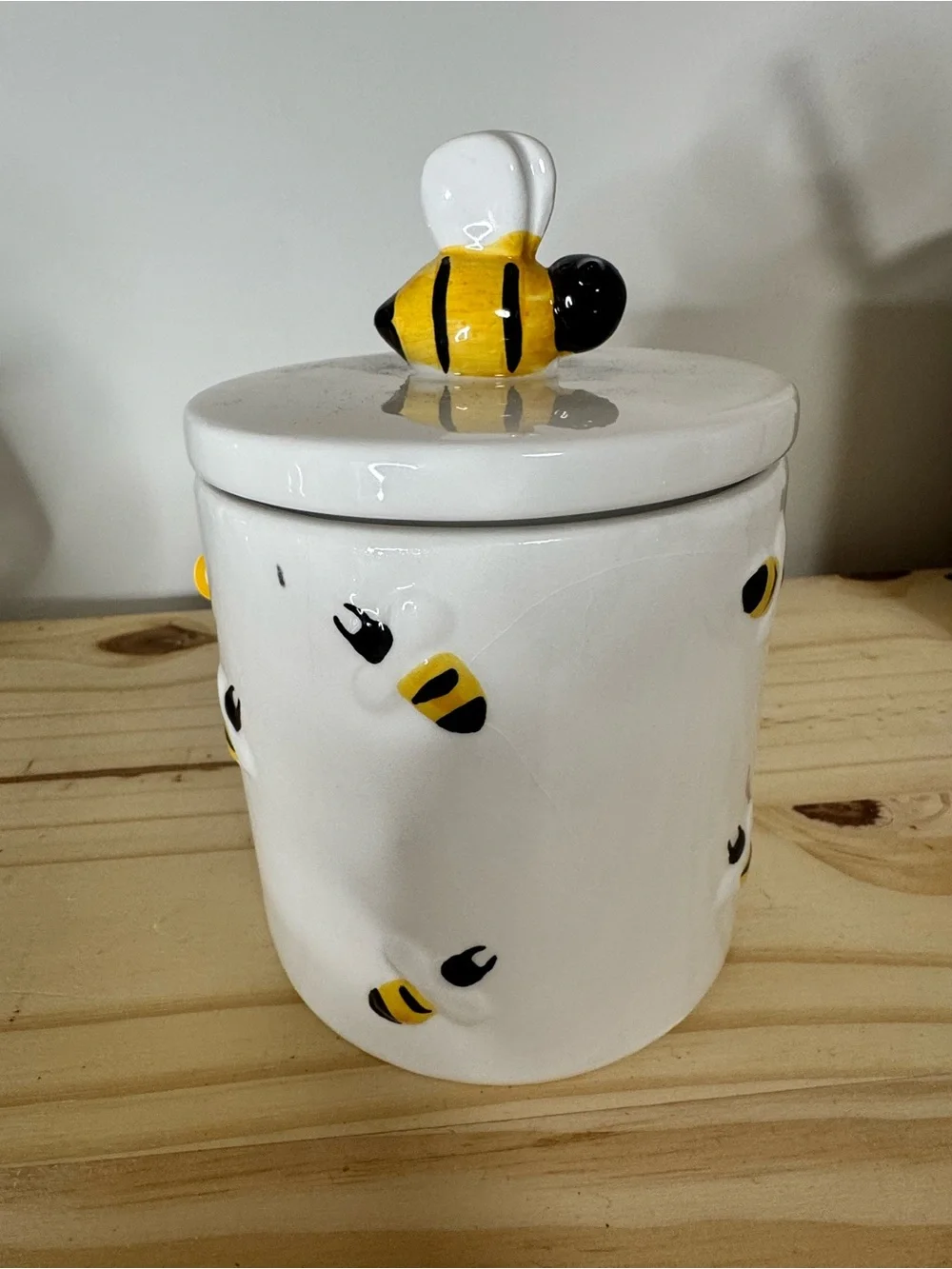 Bee Ceramic Cookie Jar - Yellow & Black Accent